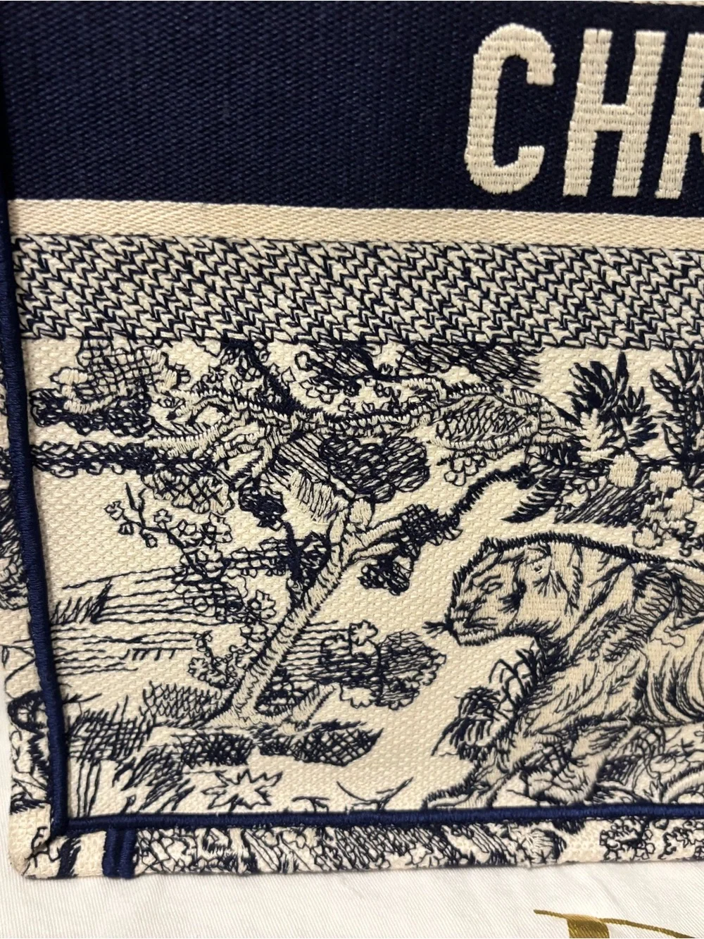 Dior Navy and Cream Toile de Jour Tote